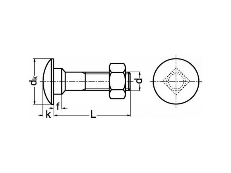 Boulons tête ronde collet carré DIN 603 4.6 zingué