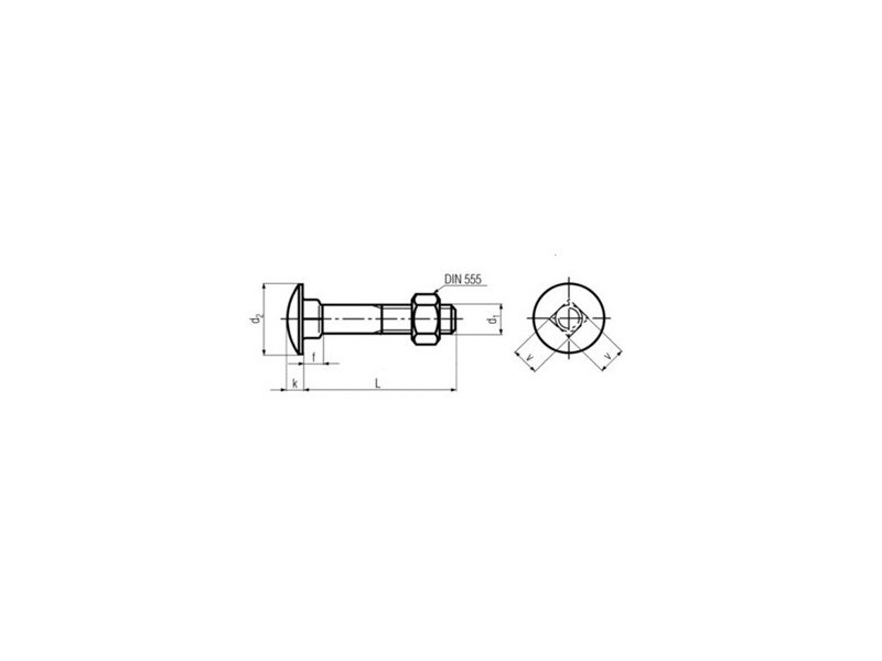 Boulons tête ronde collet carré DIN 603 8.8 zingué (sans écrou)