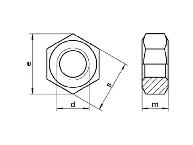 Ecrous hexagonaux ISO 4032 brut/zingué