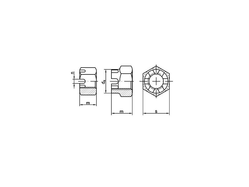 Écrous hexagonaux à créneaux DIN 935 8 brut/zingué