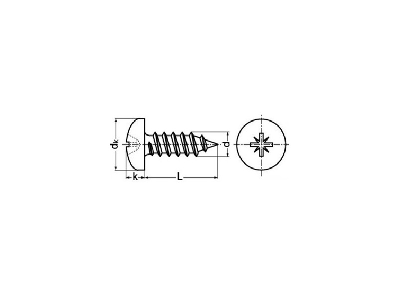 Vis à tôle tête cylindrique bombée cruciforme DIN 7981 zingué