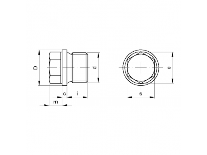 Bouchon à 6 pans creux avec tête hexagonale DIN 910 brut